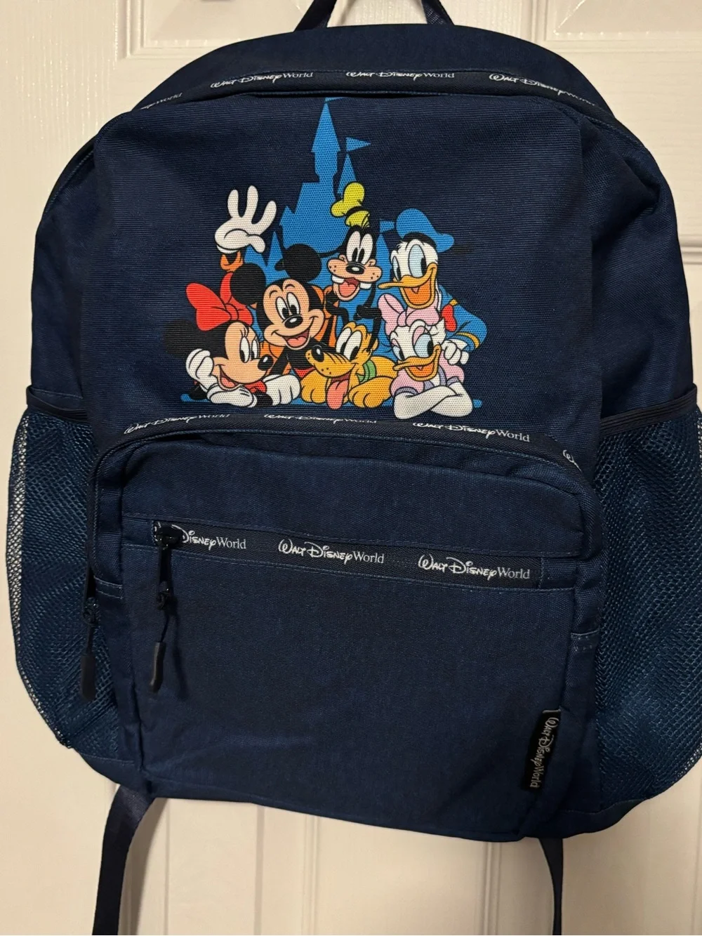 Disney Navy Blue Mickey & Friends Canvas Large Backpack 17 in